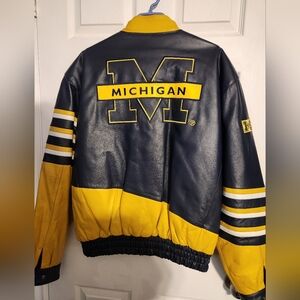 Men's leather Michigan wolverines winter coat